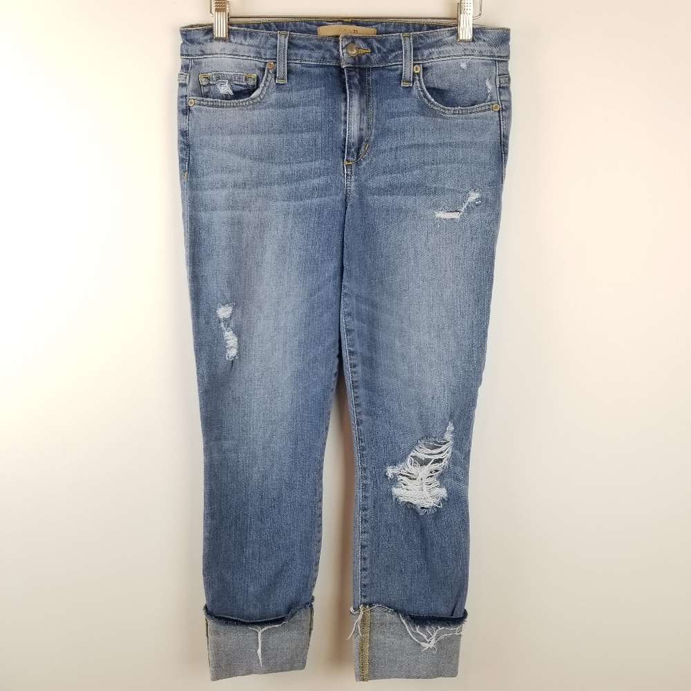 Joe’s Jeans Wakley Skinny Crop Jeans Size 28 Distressed Light Wash Raw Hem